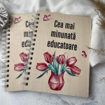 Деревянный блокнот с вазой с красными тюльпанами thumb-image 2