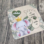Invitații  din lemn pentru nani cu elefanțel thumb-image 3