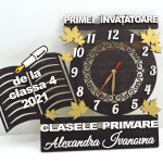 Ceas din lemn cu frunze din acril thumb-image 1